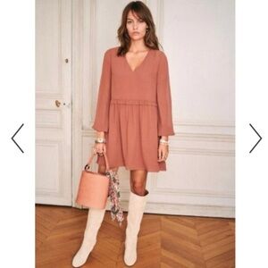 Sezane pink silk dress